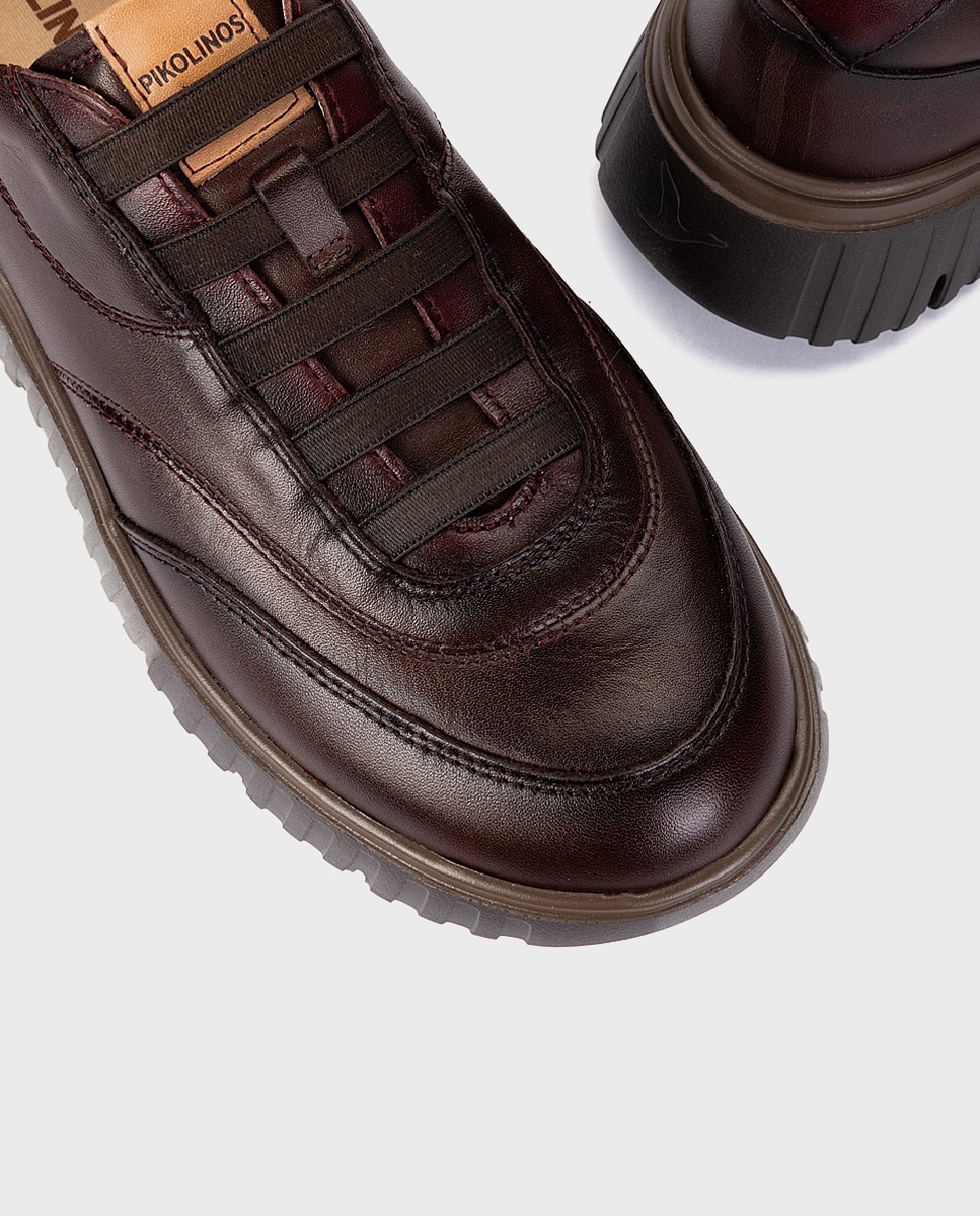 Zapatillas de mujer de piel con plantilla acolchada memory foam y suela extraligera en color - Pikolinos - Marrón oscuro Marrón oscuro-4