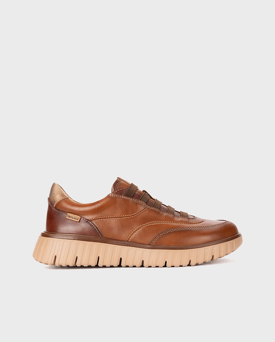 Zapatillas de mujer de piel con plantilla acolchada memory foam y suela extraligera en color - Pikolinos - Marrón Marrón-1