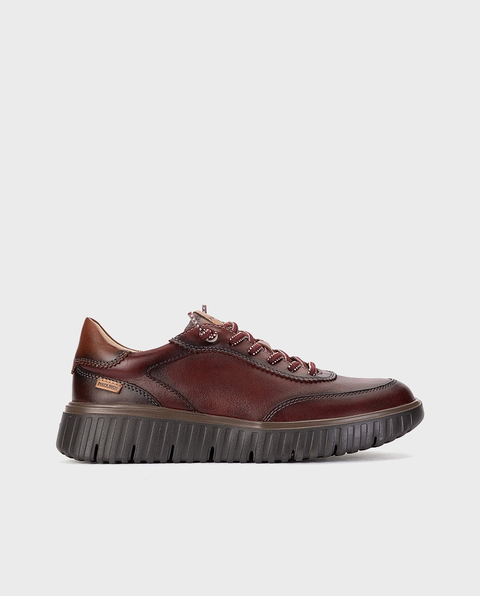 Zapatillas de mujer de piel con plantilla acolchada memory foam y suela extraligera - Pikolinos - Granate Granate-1