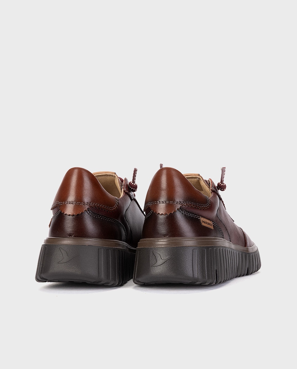 Zapatillas de mujer de piel con plantilla acolchada memory foam y suela extraligera - Pikolinos - Granate Granate-2