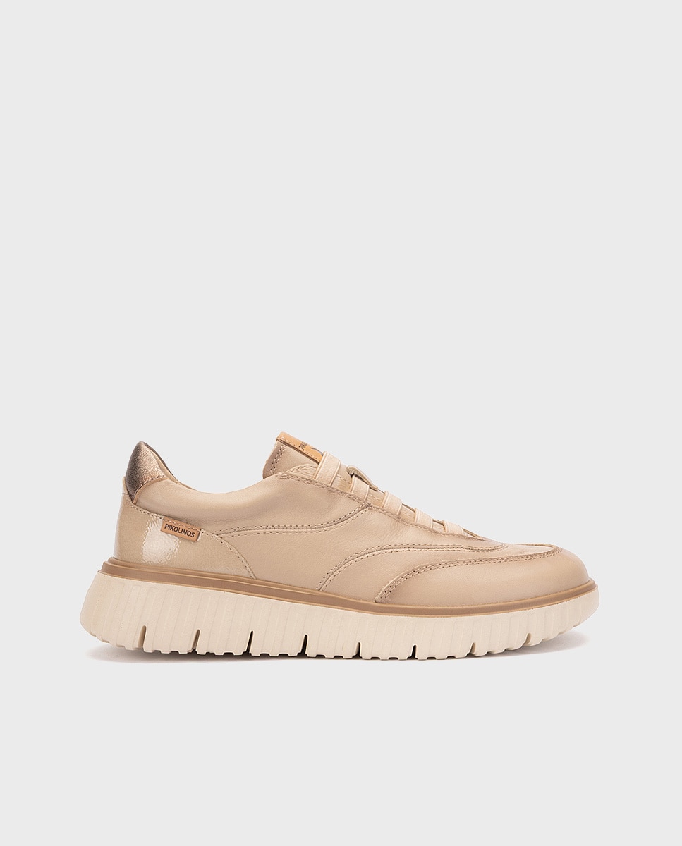 Zapatillas de mujer de piel con plantilla memory foam y suela extraligera - Pikolinos - Natural Natural-1