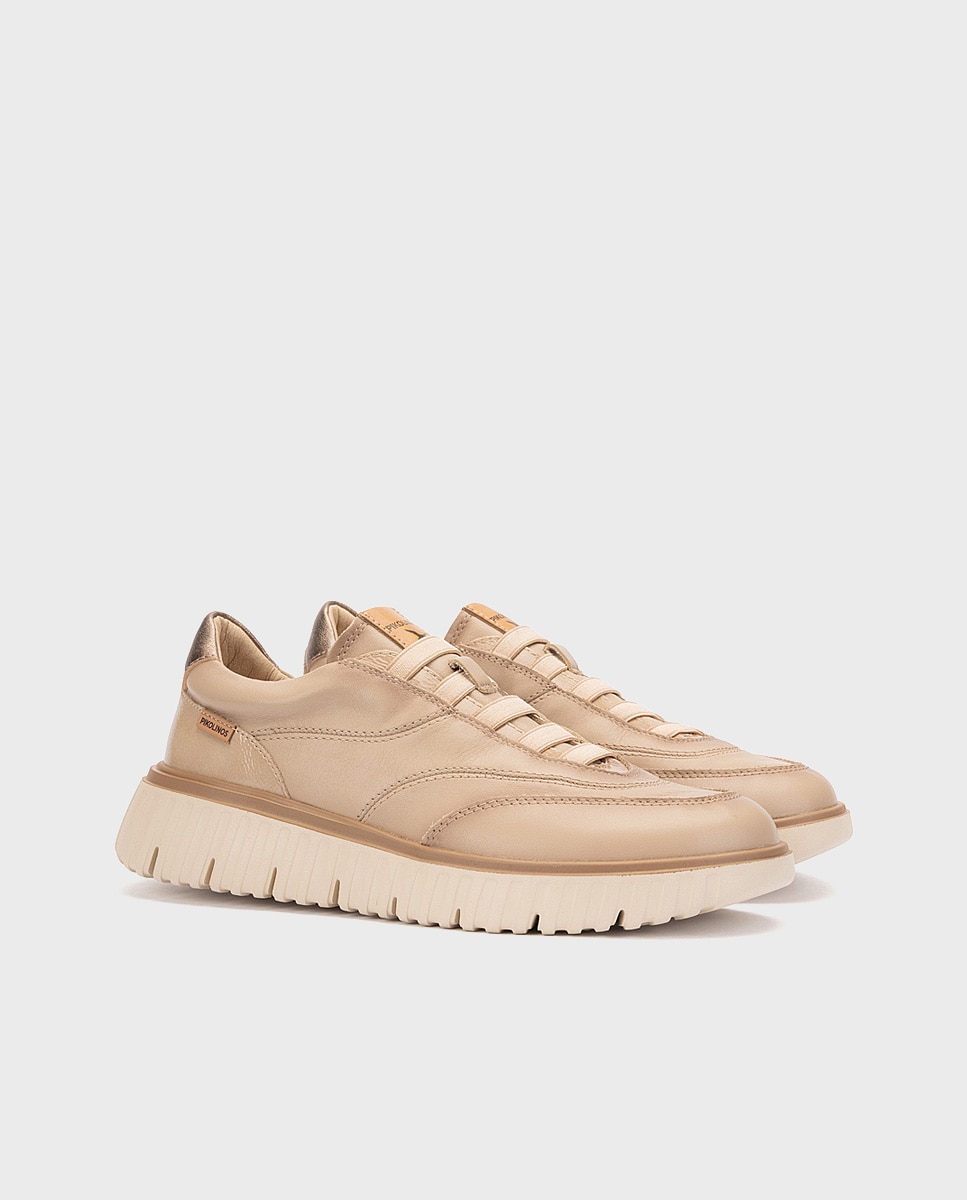 Zapatillas de mujer de piel con plantilla memory foam y suela extraligera - Pikolinos - Natural Natural-3