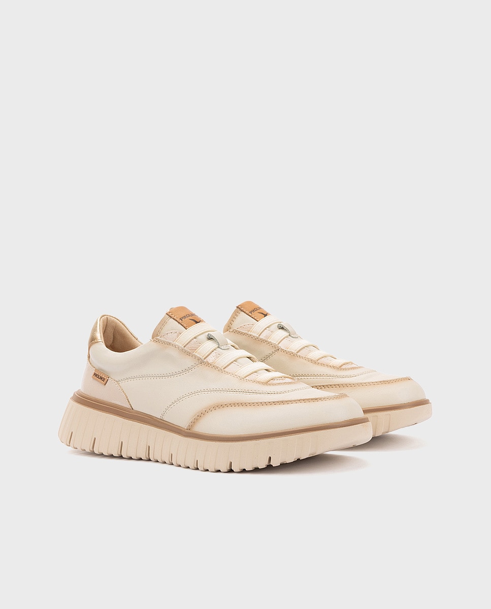 Zapatillas de mujer de piel con plantilla memory foam y suela extraligera - Pikolinos - Blanco Blanco-3