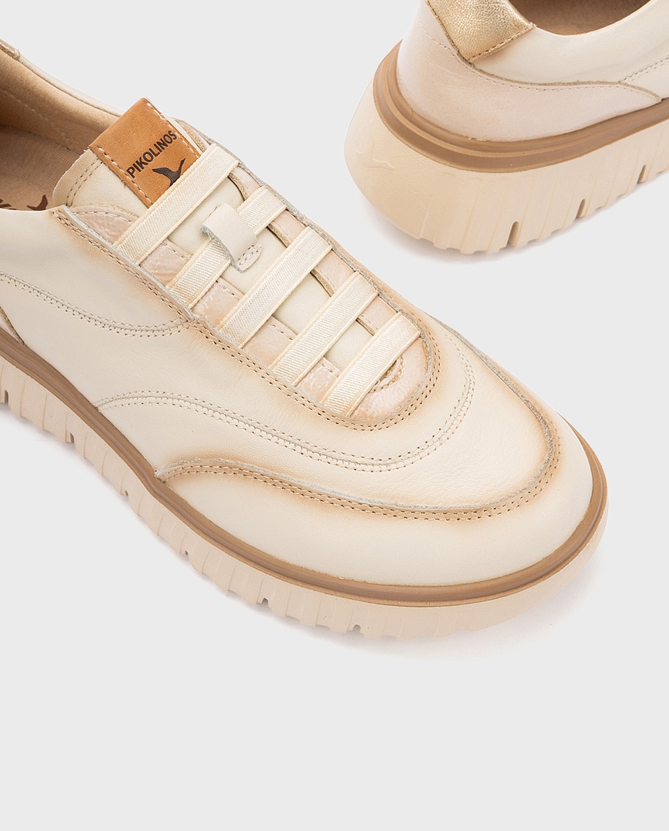 Zapatillas de mujer de piel con plantilla memory foam y suela extraligera - Pikolinos - Blanco Blanco-4
