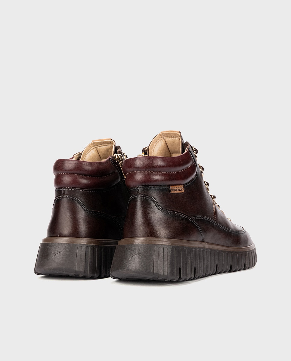 Botines de mujer de piel con plantilla acolchada memory foam y suela extraligera en color - Pikolinos - Marrón oscuro Marrón oscuro-2