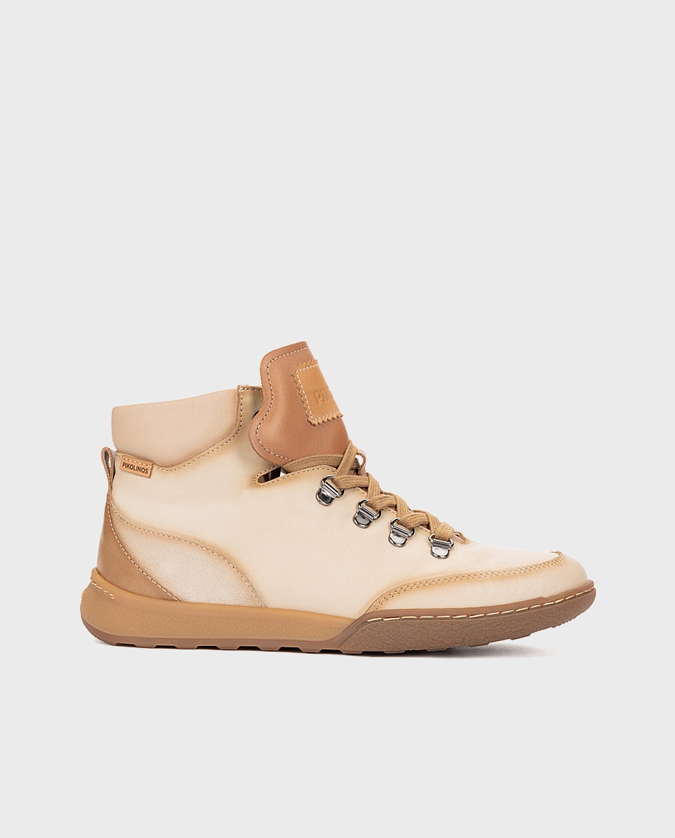 Zapatillas de mujer de piel con plantilla Memory Foam extraíble - Pikolinos - Crema Crema-1