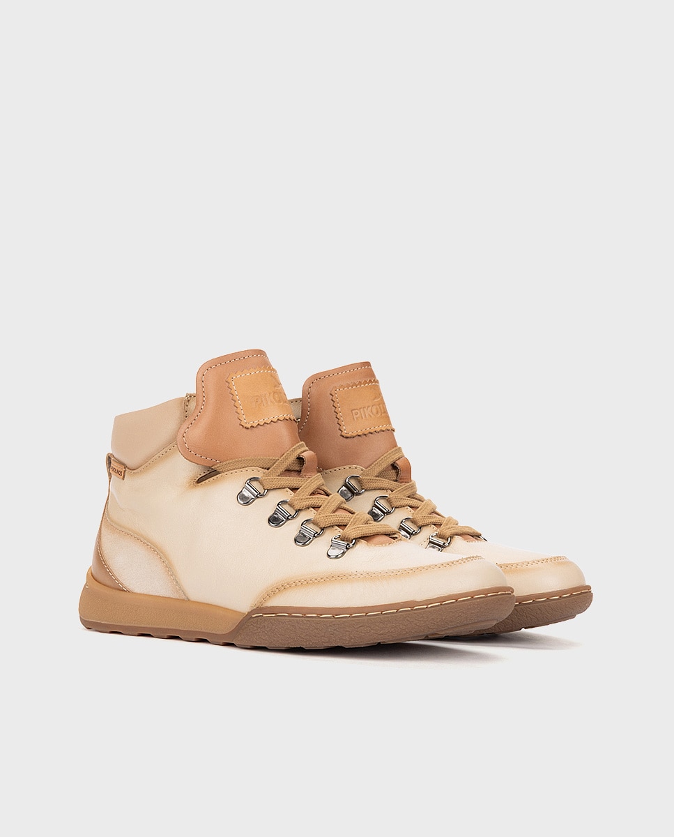 Zapatillas de mujer de piel con plantilla Memory Foam extraíble - Pikolinos - Crema Crema-3