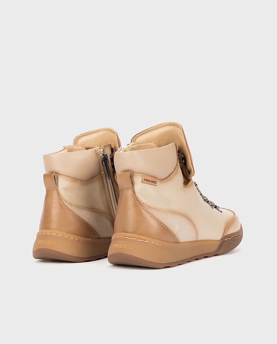 Zapatillas de mujer de piel con plantilla Memory Foam extraíble - Pikolinos - Crema Crema-2