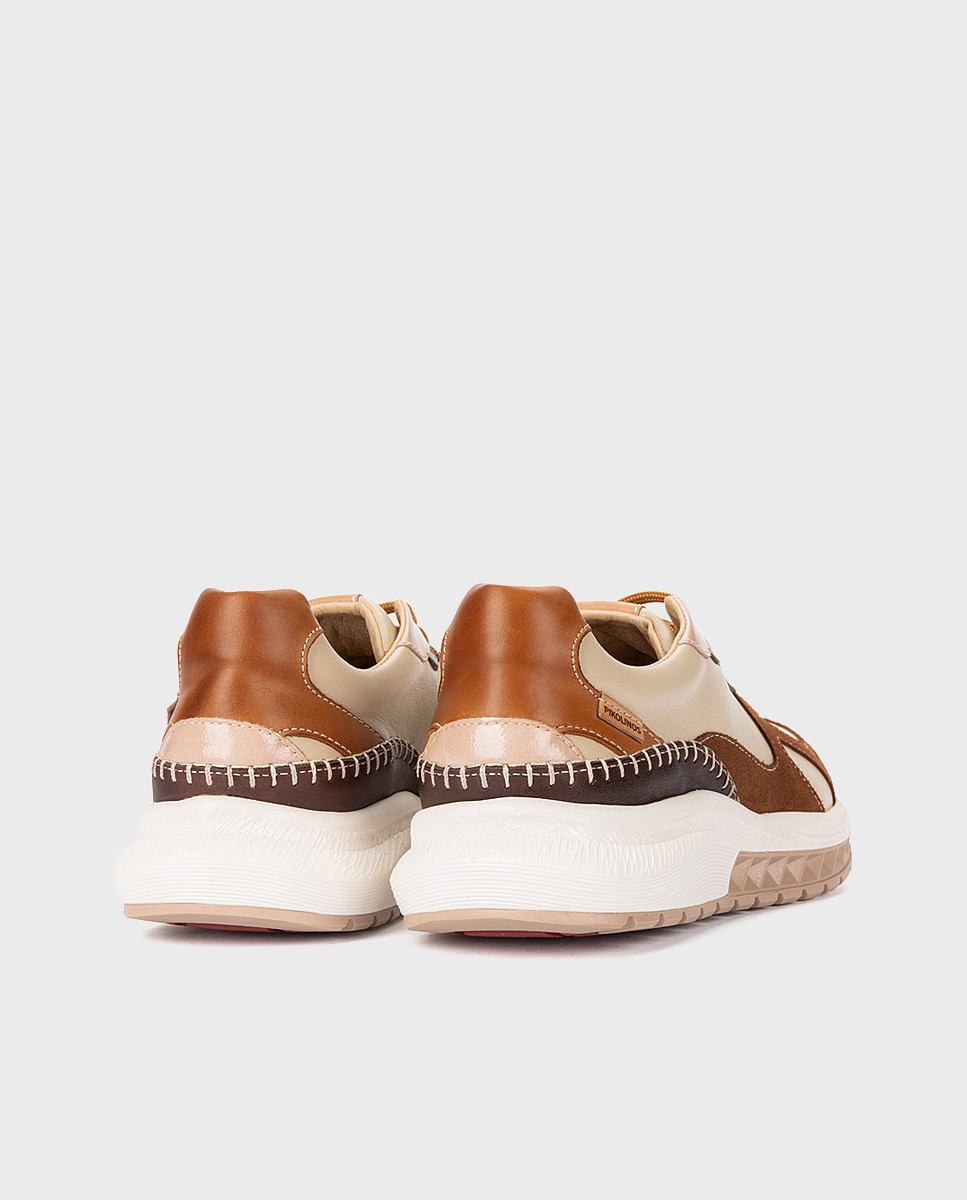 Zapatillas de mujer de piel con suela extraligera y plantilla extraíble - Pikolinos - Crema Crema-2
