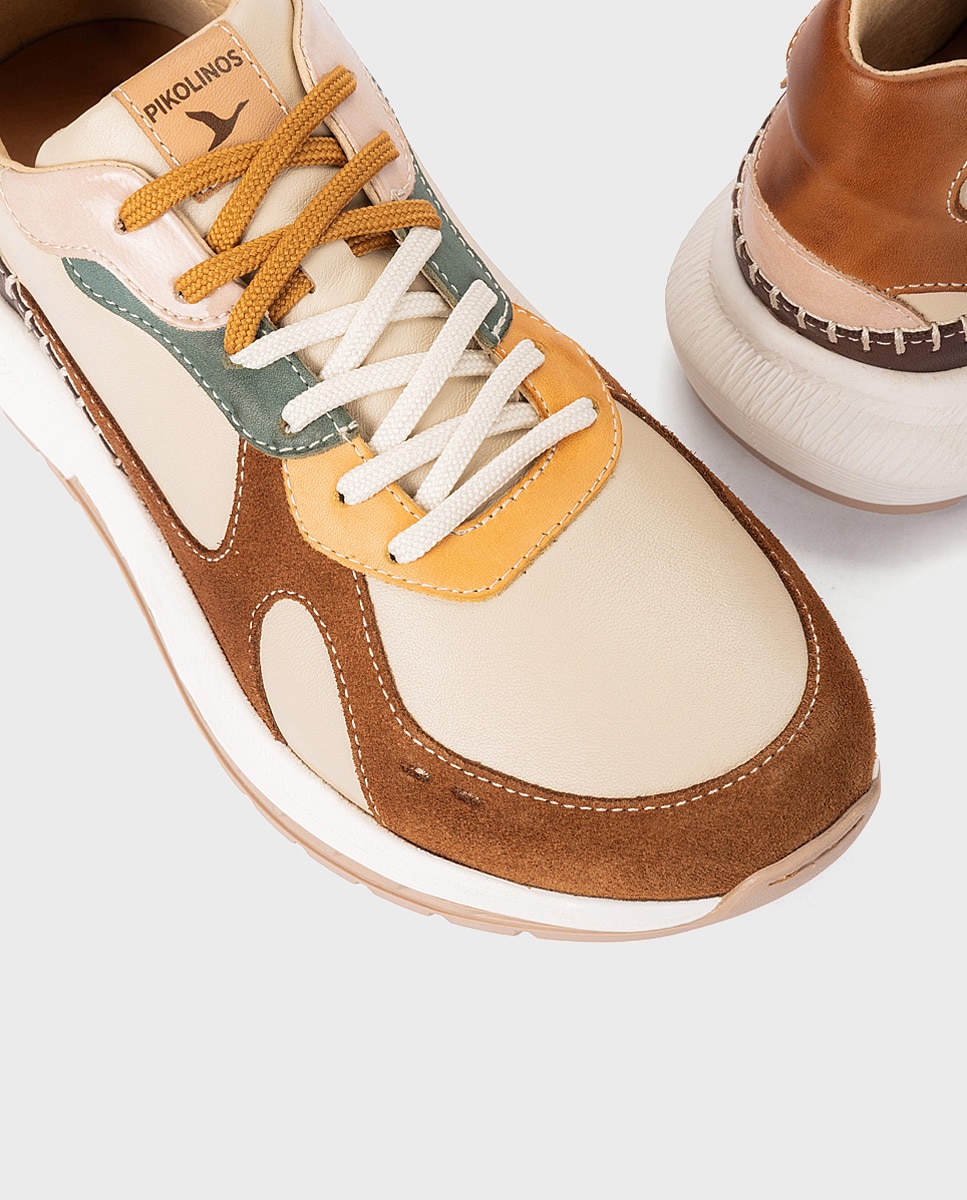 Zapatillas de mujer de piel con suela extraligera y plantilla extraíble - Pikolinos - Crema Crema-4