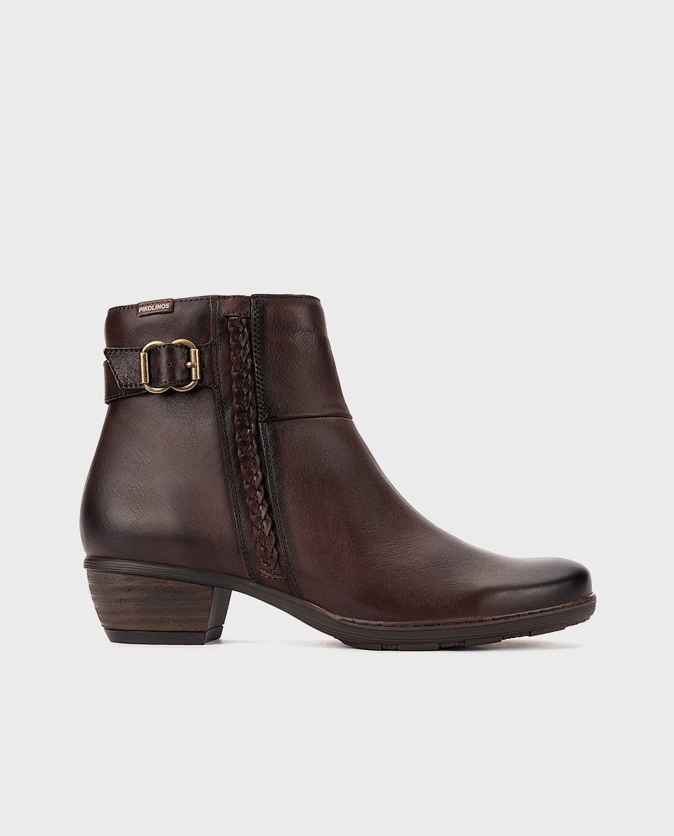 Botines de tacón de mujer de piel con cremallera - Pikolinos - Marrón oscuro Marrón oscuro-1