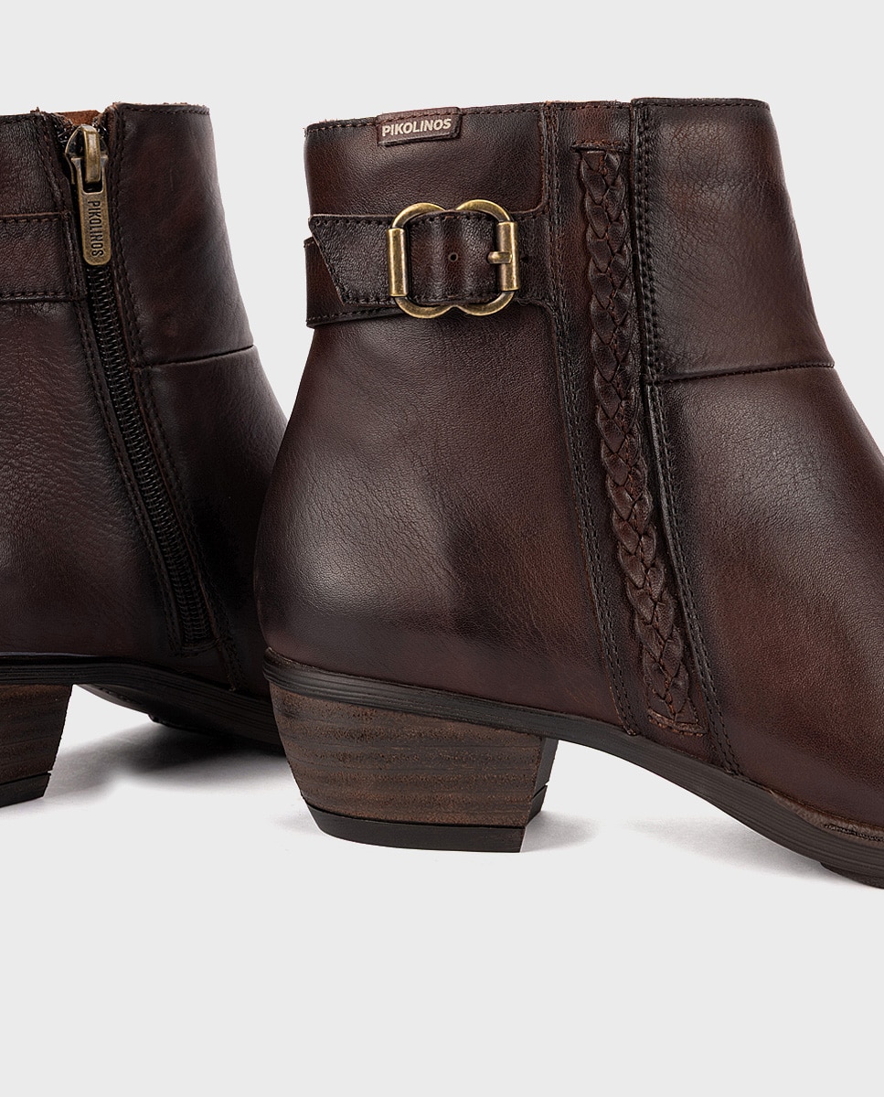 Botines de tacón de mujer de piel con cremallera - Pikolinos - Marrón oscuro Marrón oscuro-4