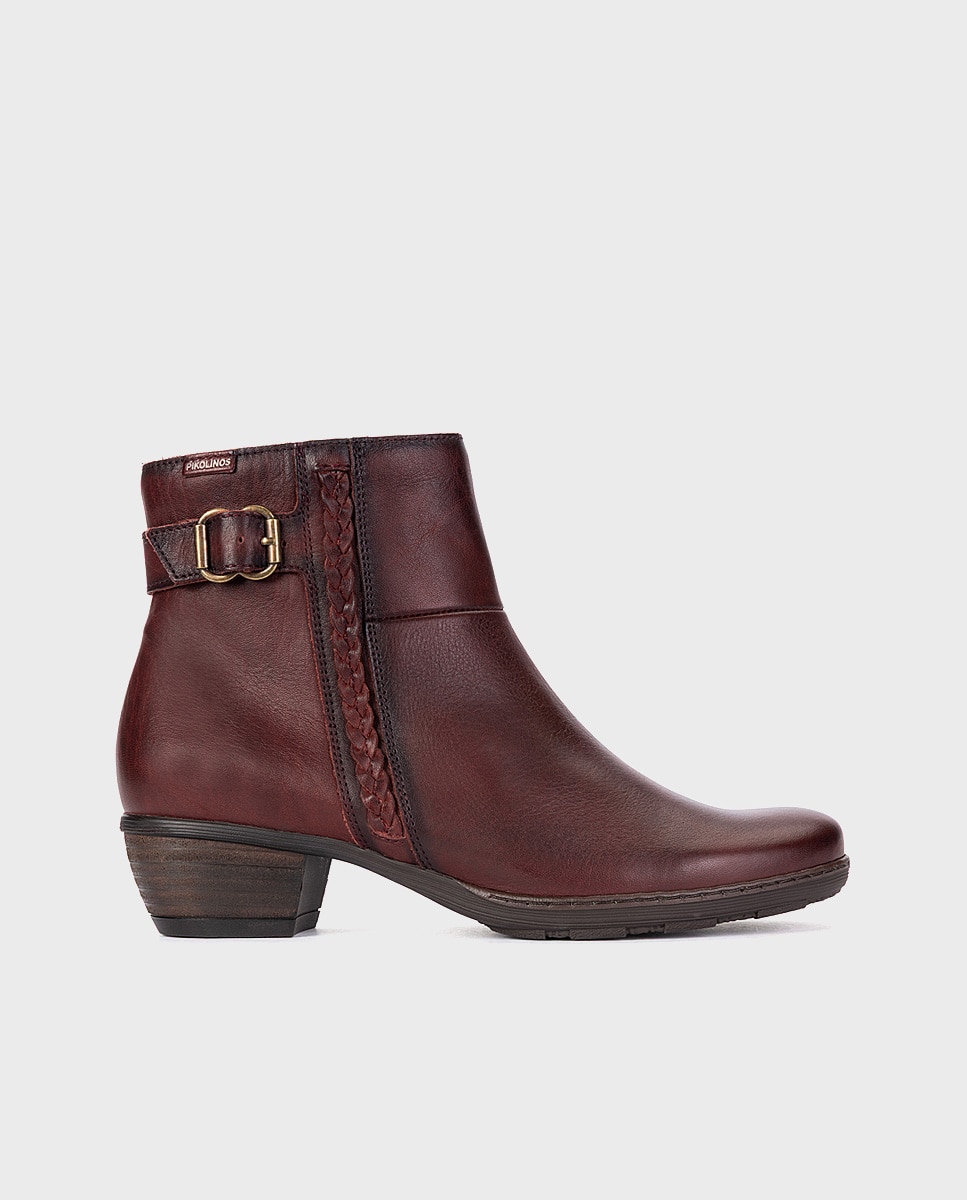 Imagen 0 de Botines de tacón de mujer de piel con cremallera Granate