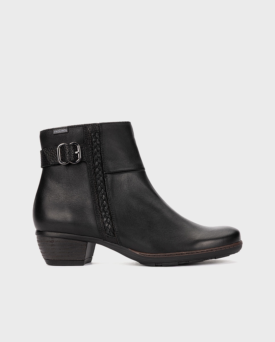 Botines de tacón de mujer de piel con cremallera - Pikolinos - Negro Negro-1