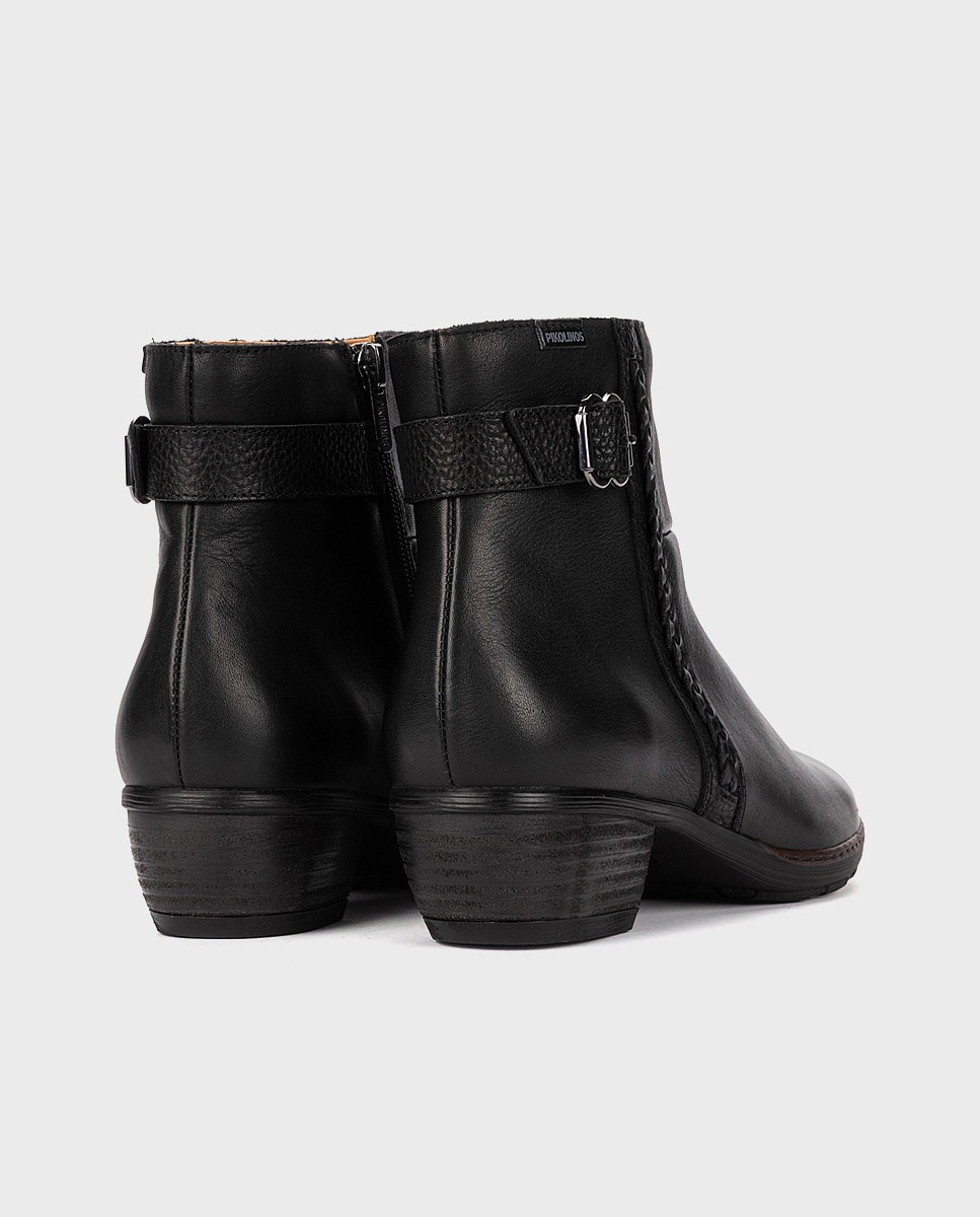 Botines de tacón de mujer de piel con cremallera - Pikolinos - Negro Negro-2