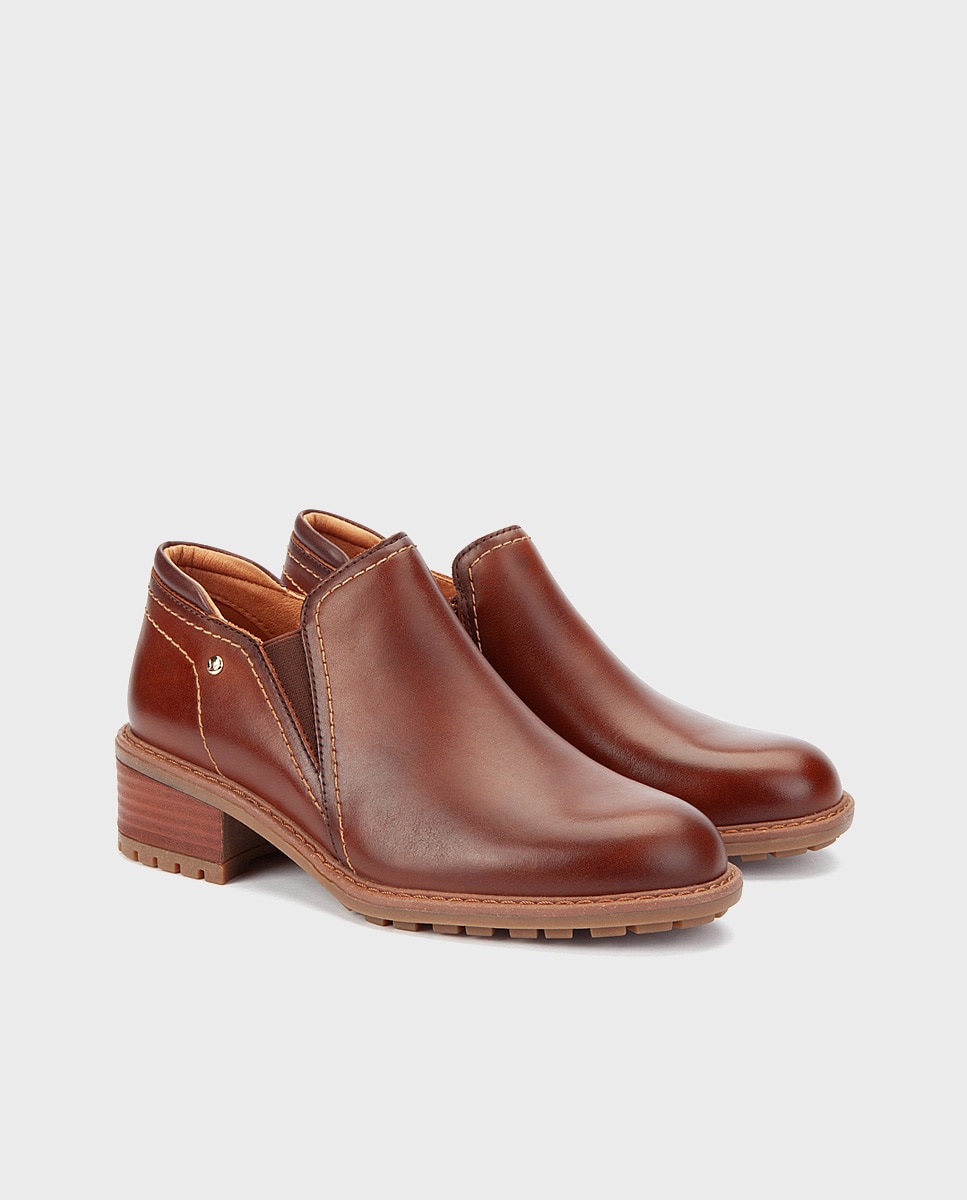 Zapatos de tacón de mujer de piel con cremallera - Pikolinos - Marrón Marrón-3