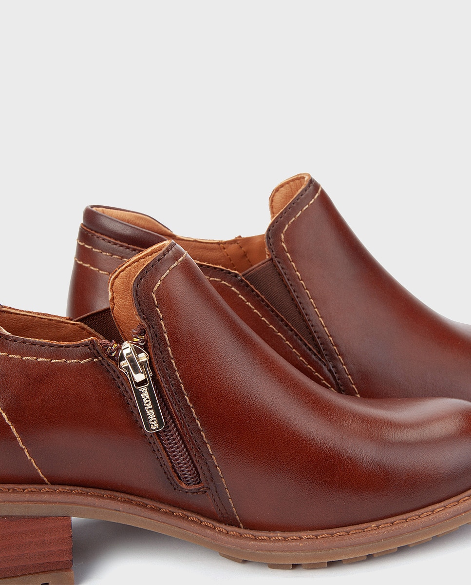 Zapatos de tacón de mujer de piel con cremallera - Pikolinos - Marrón Marrón-4