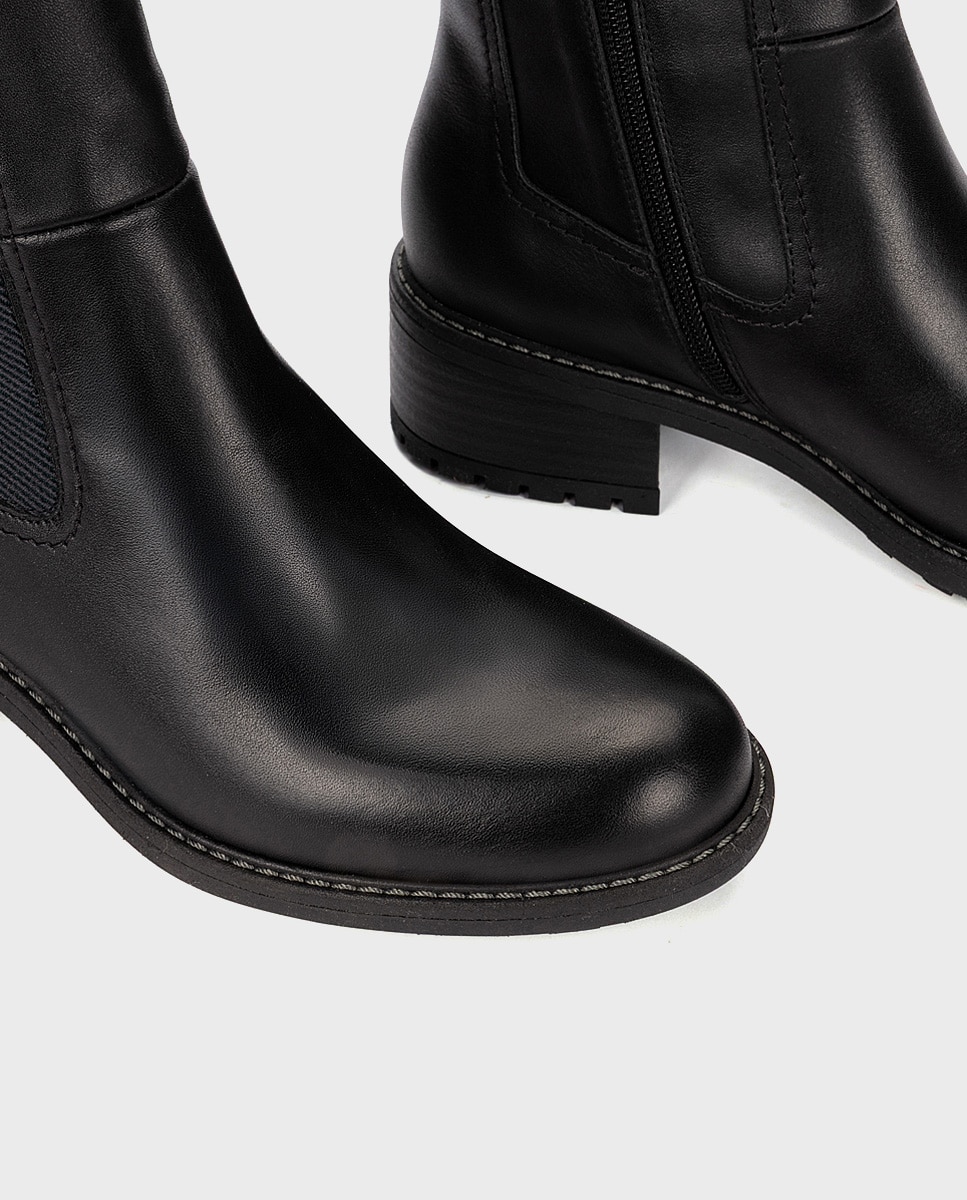 Botines de tacón de mujer de piel con cremallera en color - Pikolinos - Negro Negro-4