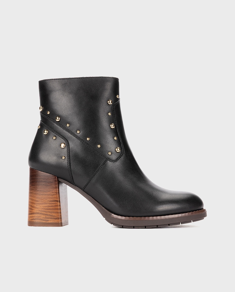 Botines de tacón de mujer de piel con cremallera - Pikolinos - Negro Negro-1