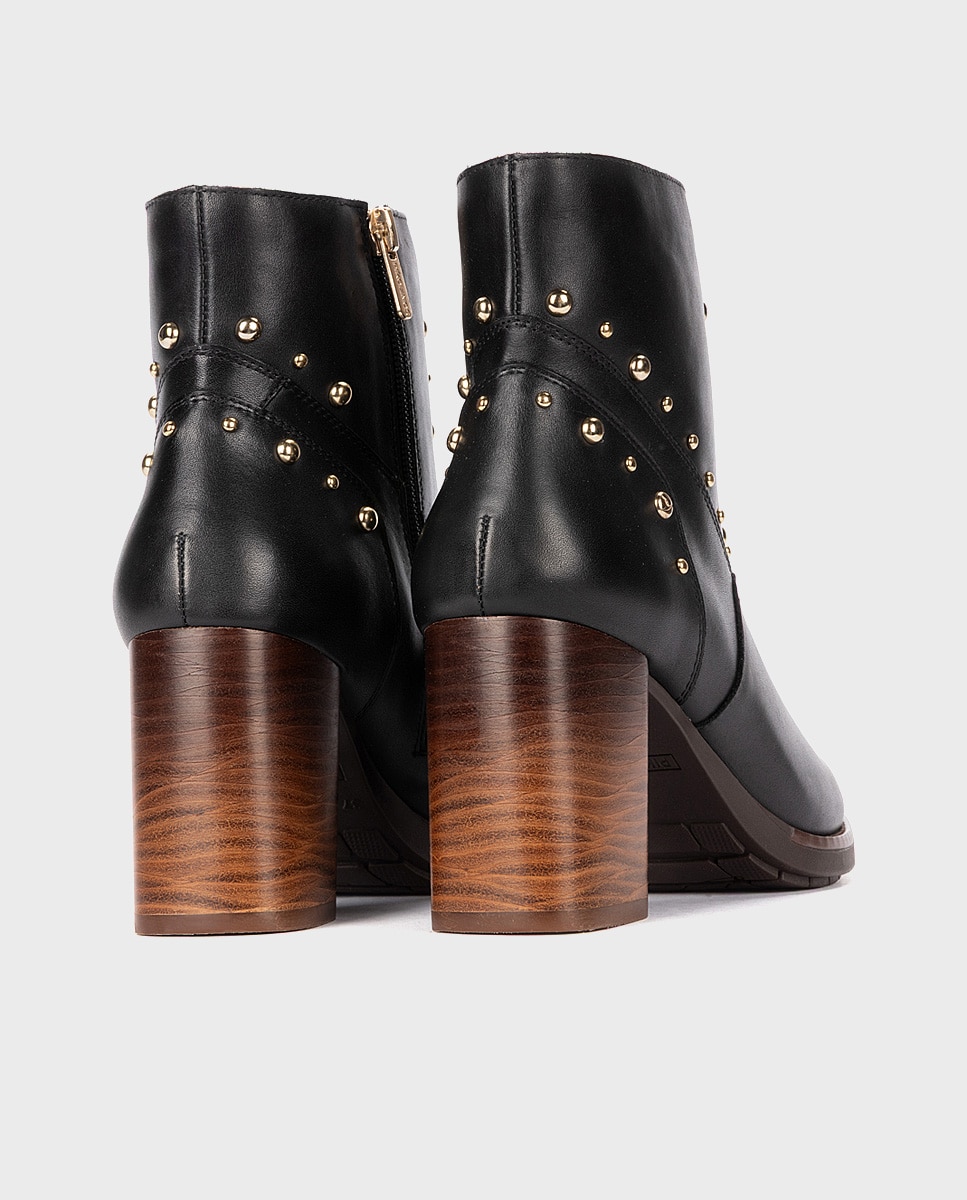 Botines de tacón de mujer de piel con cremallera - Pikolinos - Negro Negro-2