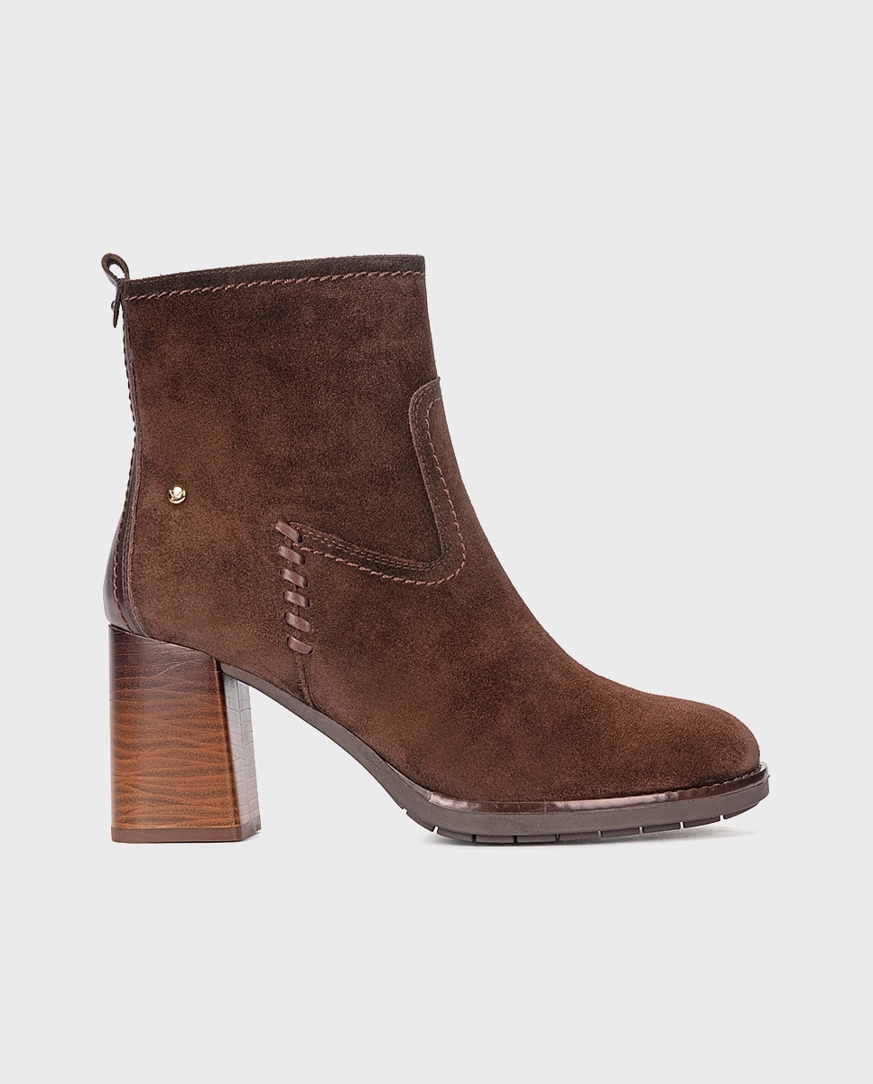 Botines de tacón de mujer de piel con cremallera - Pikolinos - Marrón oscuro Marrón oscuro-1