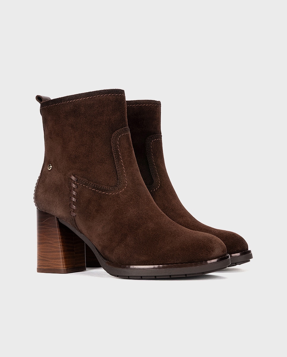 Botines de tacón de mujer de piel con cremallera - Pikolinos - Marrón oscuro Marrón oscuro-3