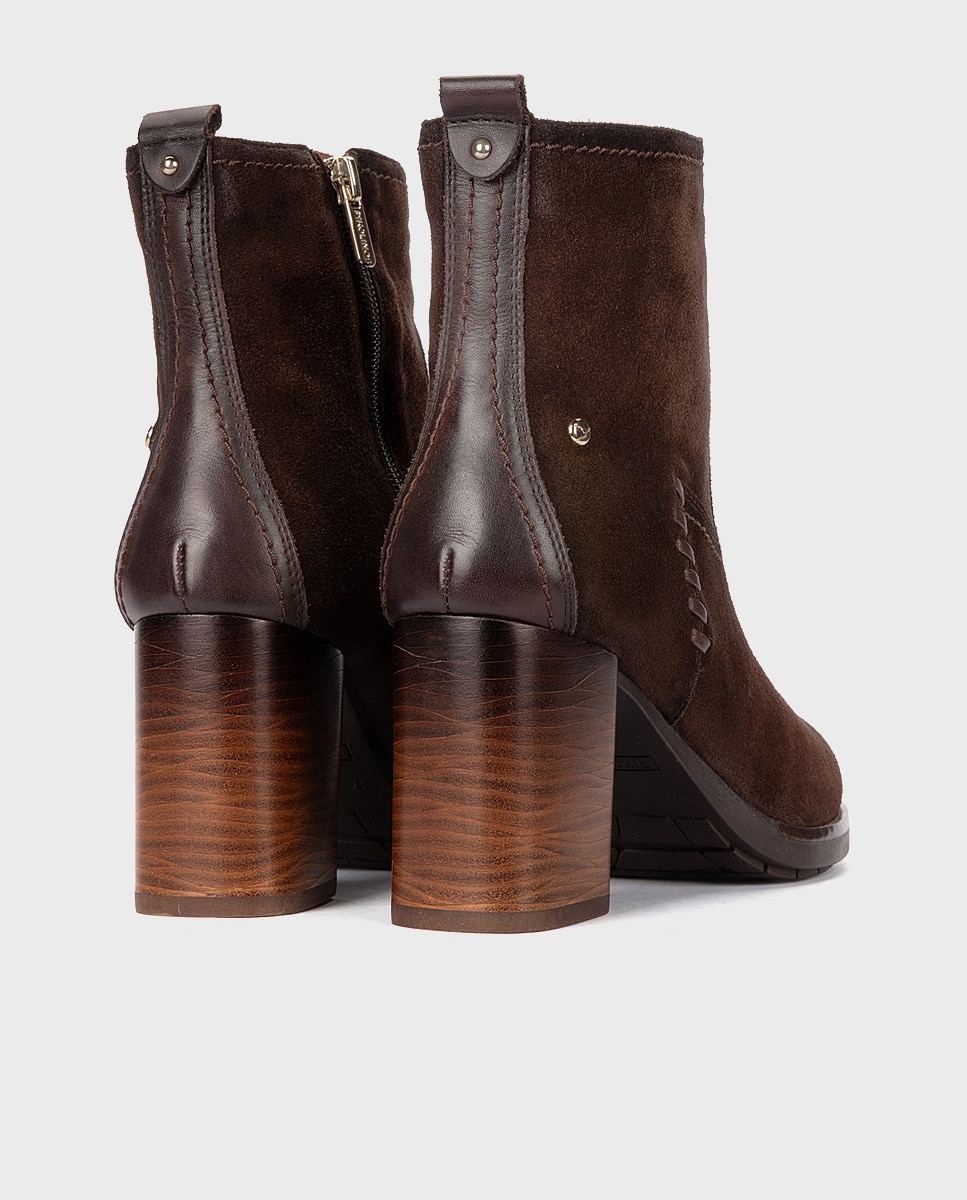 Botines de tacón de mujer de piel con cremallera - Pikolinos - Marrón oscuro Marrón oscuro-2