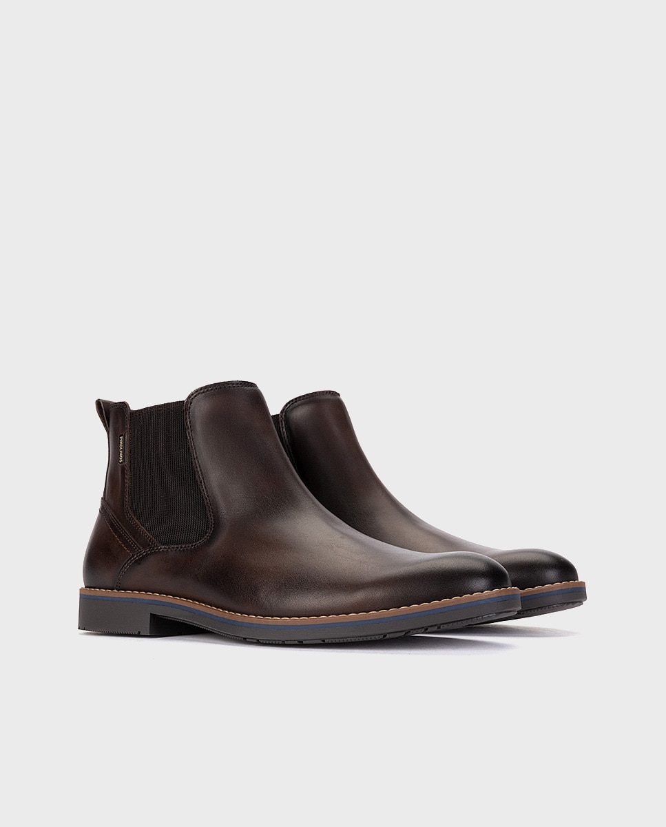 Imagen 3 de Botas de hombre de piel con elástico - Pikolinos - Marrón oscuro Marrón oscuro