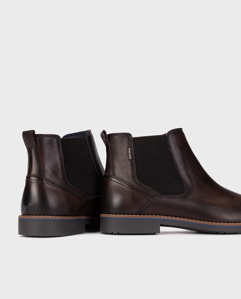 Imagen 4 de Botas de hombre de piel con elástico - Pikolinos - Marrón oscuro Marrón oscuro
