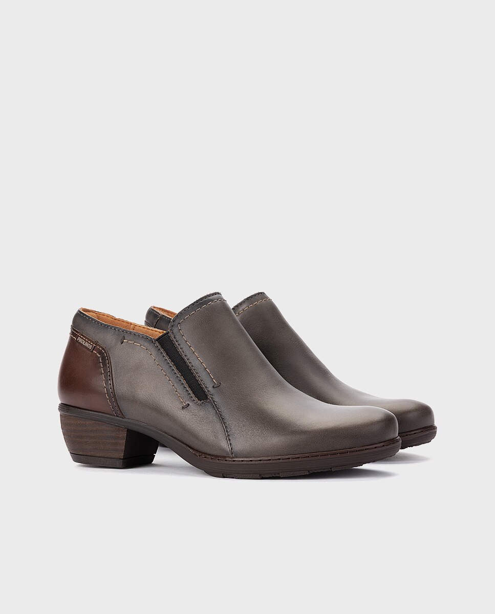 Zapatos de tacón de mujer de piel con cremallera - Pikolinos - Gris Gris-3
