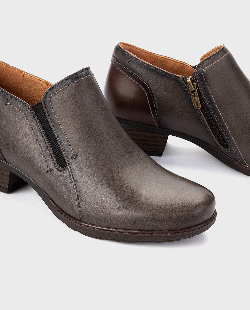 Zapatos de tacón de mujer de piel con cremallera - Pikolinos - Gris Gris-4