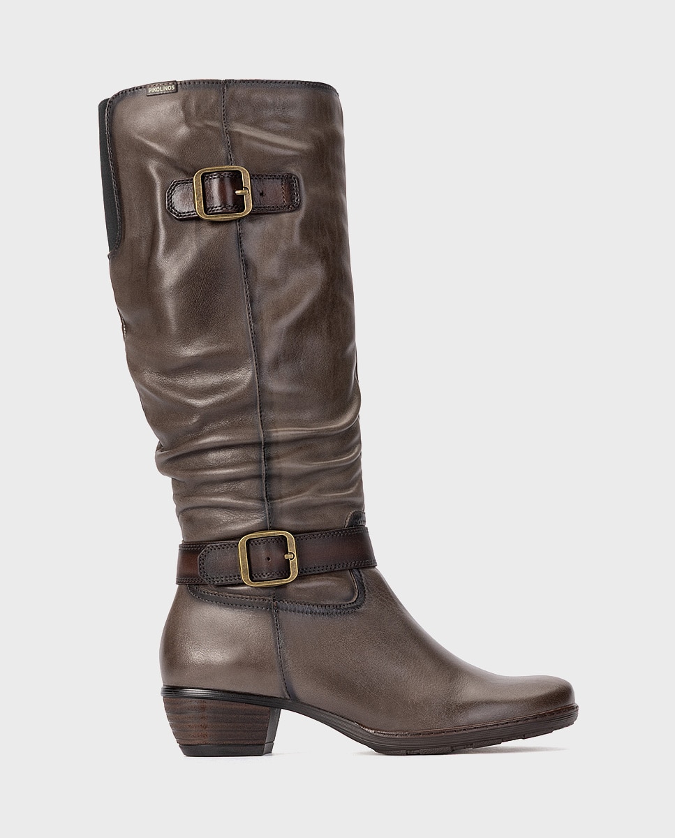 Botas de mujer de piel con cremallera - Pikolinos - Gris Gris-1