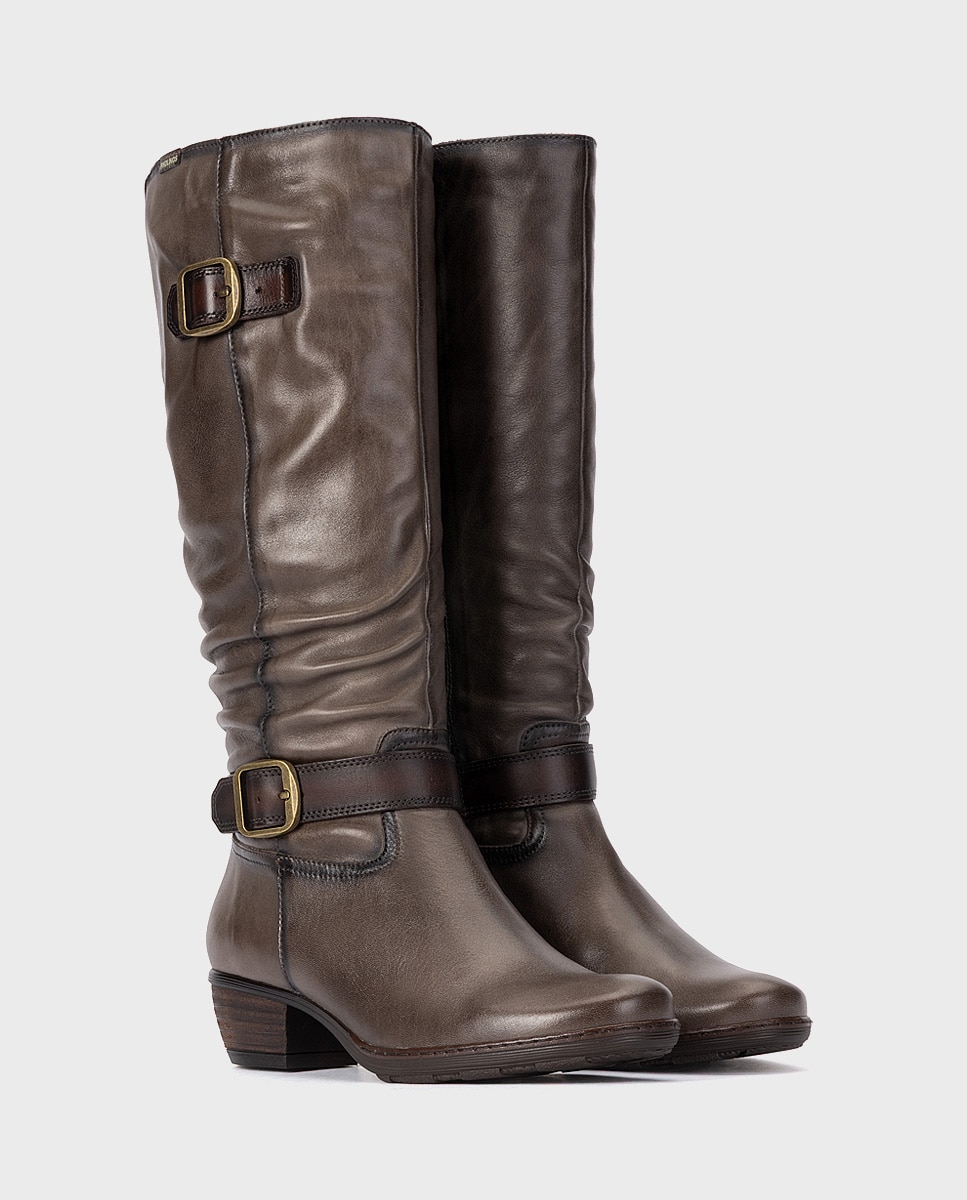 Botas de mujer de piel con cremallera - Pikolinos - Gris Gris-2