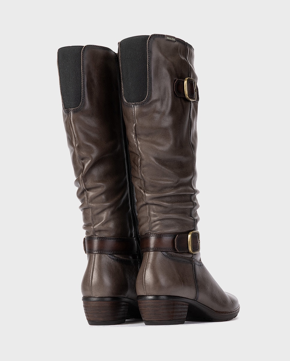 Botas de mujer de piel con cremallera - Pikolinos - Gris Gris-3