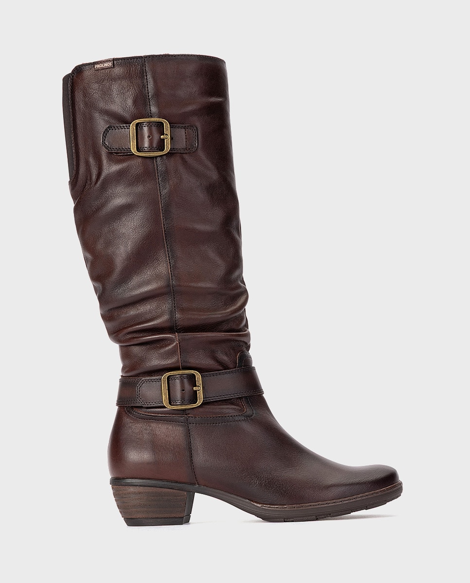Botas de mujer de piel con cremallera - Pikolinos - Marrón oscuro Marrón oscuro-1