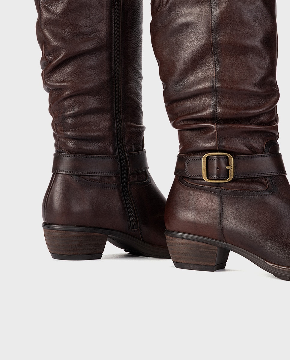 Botas de mujer de piel con cremallera - Pikolinos - Marrón oscuro Marrón oscuro-4