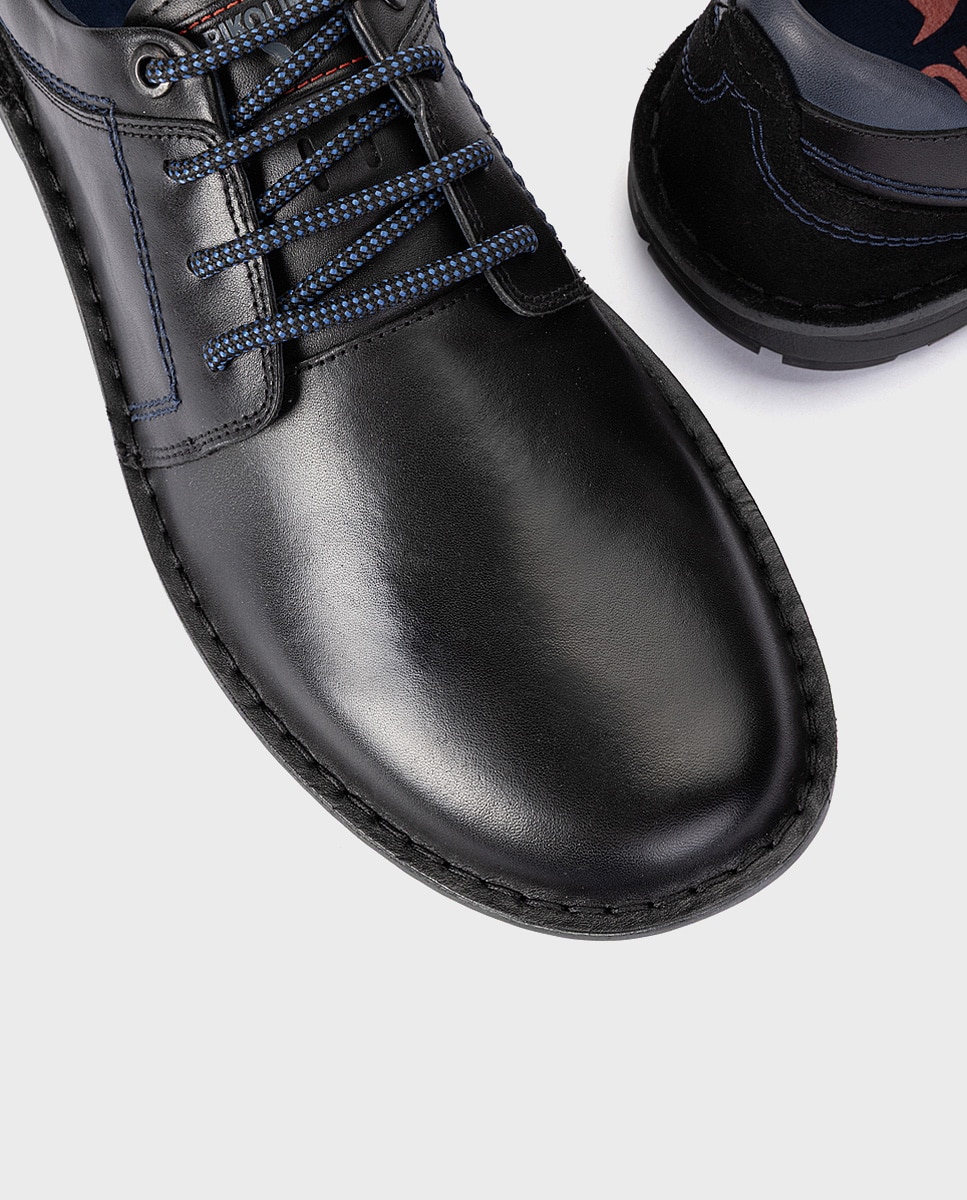 Imagen 4 de Zapatos de cordones de hombre de piel con suela extraligera y plantilla extraíble - Pikolinos - Negro Negro