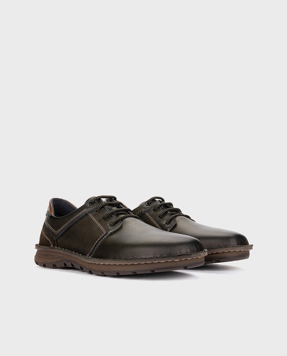 Imagen 3 de Zapatos de cordones de hombre de piel con suela extraligera y plantilla extraíble - Pikolinos - Verde Verde