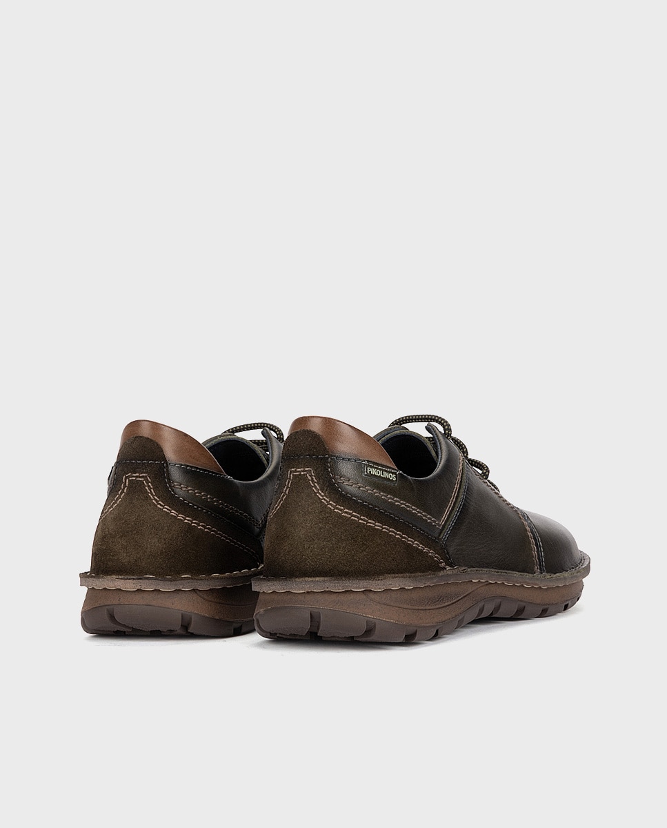 Imagen 2 de Zapatos de cordones de hombre de piel con suela extraligera y plantilla extraíble - Pikolinos - Verde Verde