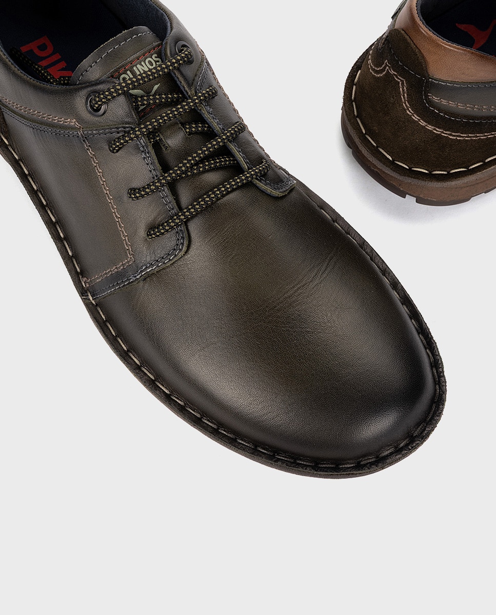 Imagen 4 de Zapatos de cordones de hombre de piel con suela extraligera y plantilla extraíble - Pikolinos - Verde Verde