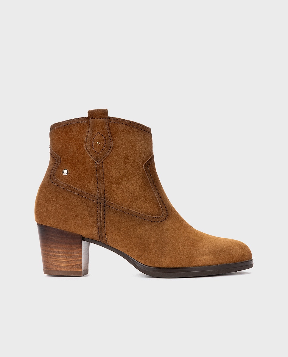 Botines de tacón de mujer de piel con cremallera - Pikolinos - Marrón Marrón-1