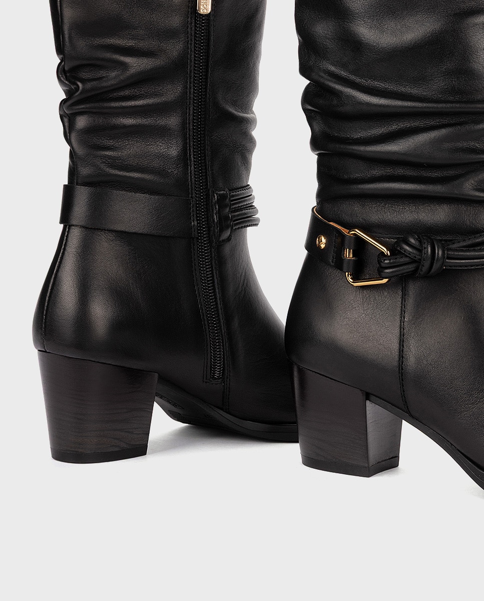 Botas de mujer de piel con cremallera - Pikolinos - Negro Negro-4