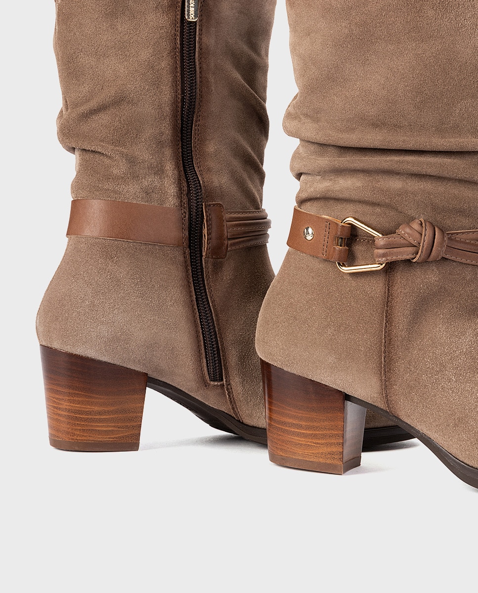 Botas de mujer de piel con cremallera - Pikolinos - Beige Beige-2