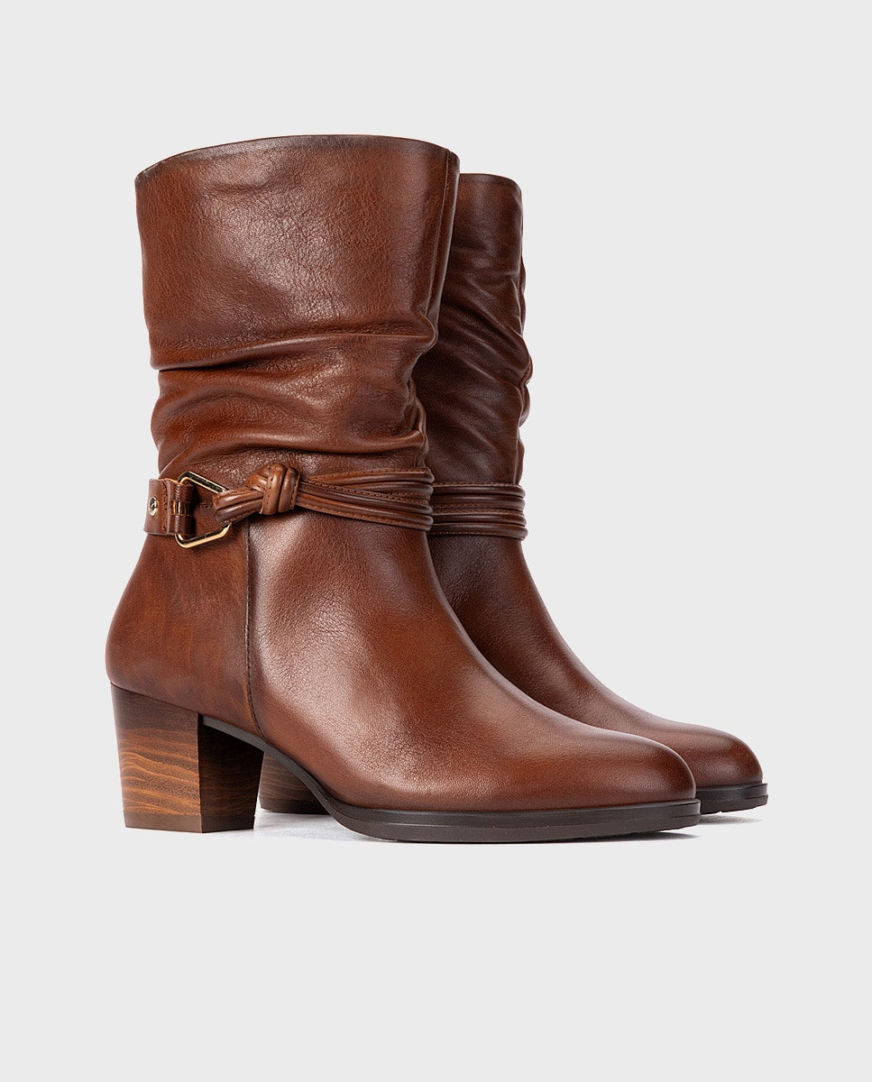 Botas de mujer de piel con cremallera - Pikolinos - Marrón Marrón-4