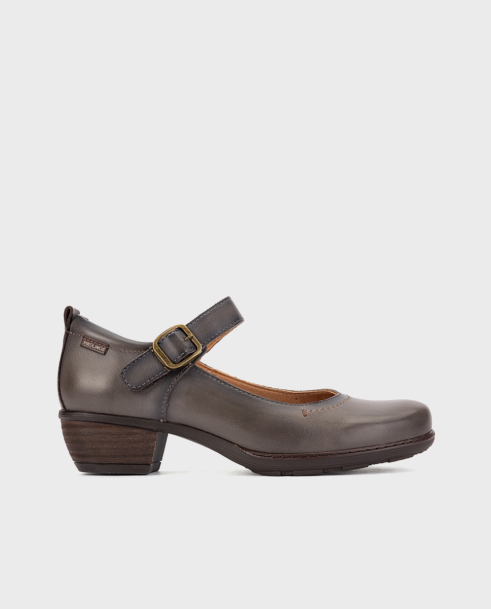 Imagen 0 de Zapatos de tacón de mujer de piel con hebilla Gris