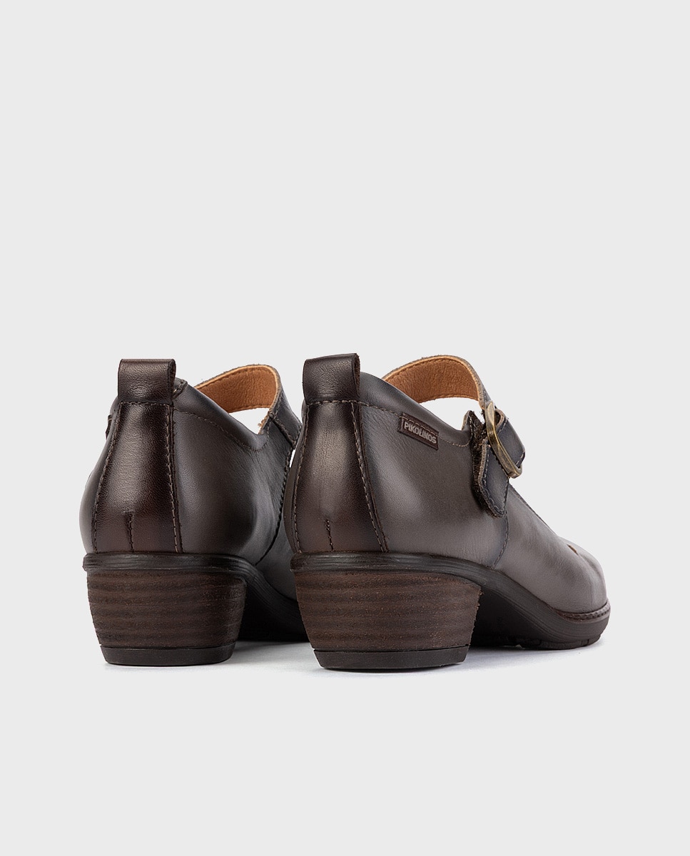 Zapatos de tacón de mujer de piel con hebilla - Pikolinos - Gris Gris-2