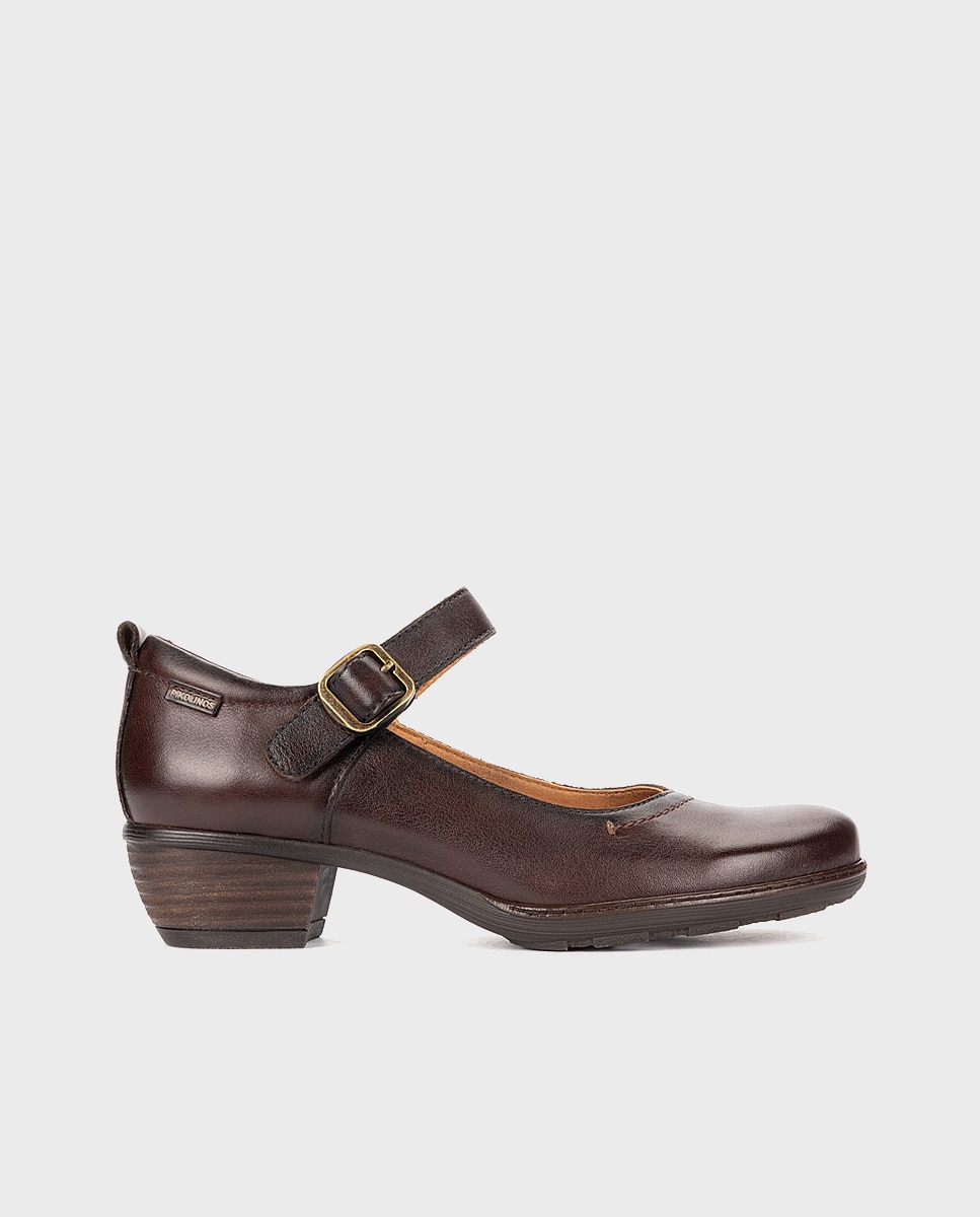Zapatos de tacón de mujer de piel con hebilla - Pikolinos - Marrón oscuro Marrón oscuro-1