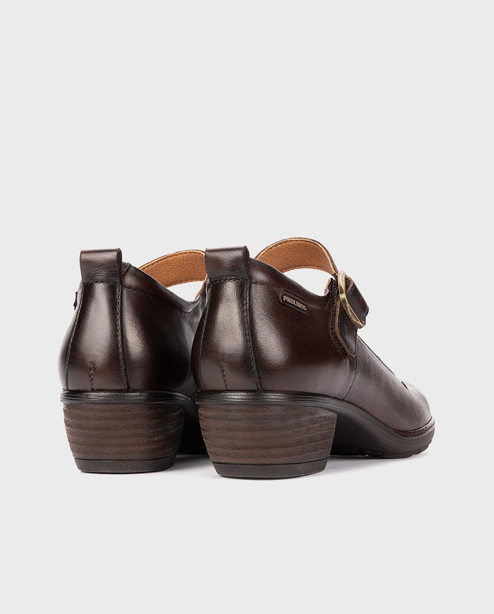 Zapatos de tacón de mujer de piel con hebilla - Pikolinos - Marrón oscuro Marrón oscuro-2