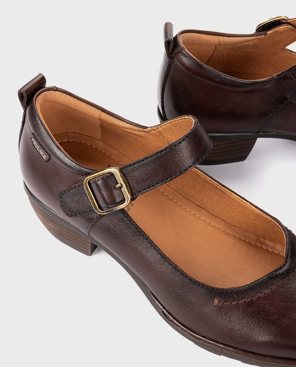 Zapatos de tacón de mujer de piel con hebilla - Pikolinos - Marrón oscuro Marrón oscuro-4
