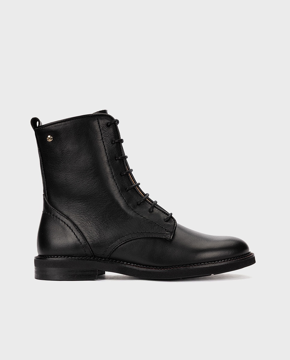 Imagen 0 de Botines de mujer de piel con suela extraligera Negro